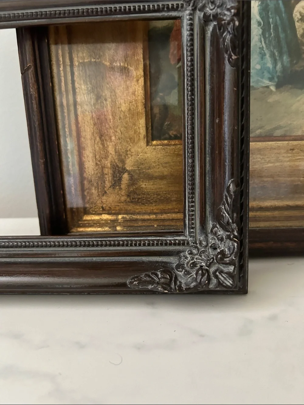 Vintage Dark Brown Ornate Wall Mirror Frame